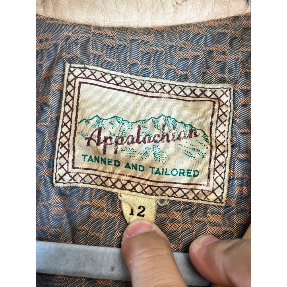 Vintage 70s Appalachian Leather Jacket Womens Size 12 Tan Distressed Car Coat